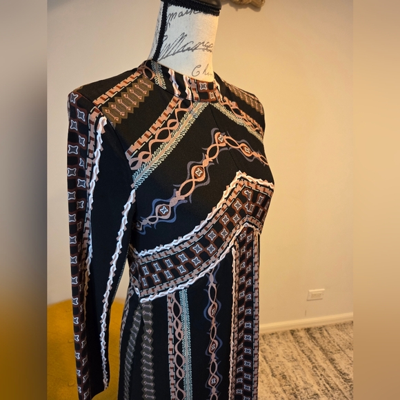 Free People Elegant Black Patterned Dress, Size M. - Picture 5 of 12